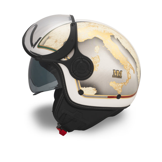Casque jet Italia Bianco Orizzonte : élégance lumineuse et identité italienne